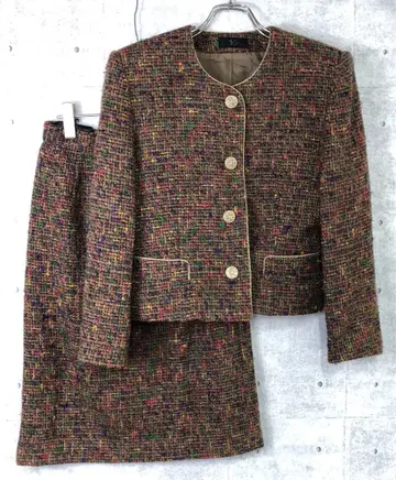 4D 레트로 모드 90s 버블 구제 트위드 상하의 셋업