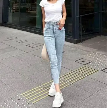 diante 하이웨스트 스키니 데님 라이트 블루