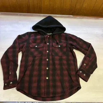 Bluco 후드 부착 플란넬 셔츠 빨검 체크