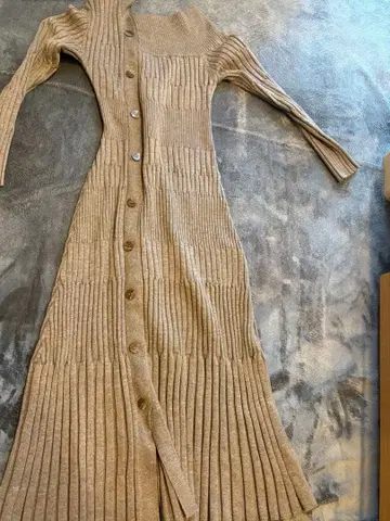 SNIDEL 베이지 리브 롱 원피스