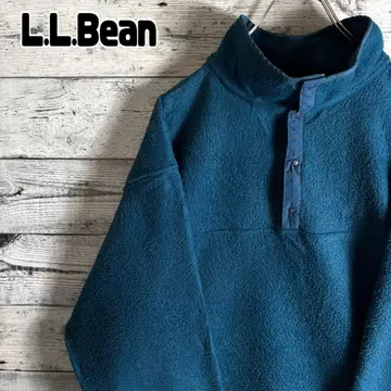 90s 엘엘빈 스냅T 플리스 자켓 자수 로고 남성용 M 그린