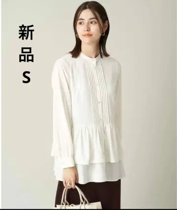 새상품/아 베  핀턱 티어드 블라우스 S