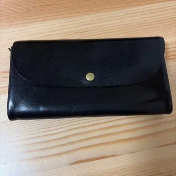 analogico 블랙 가죽 장지갑 스냅 버튼식