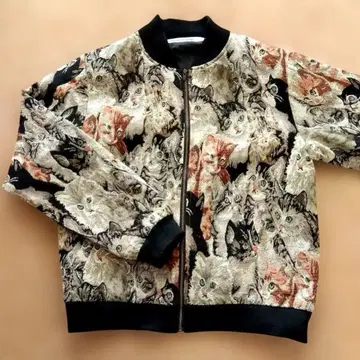 레이 캐신 파보리 고양이 패턴 블루종