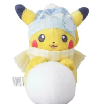 포켓몬 센터 봉제 인형 피카츄와 눈놀이