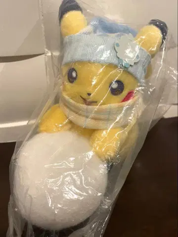 포켓몬 센터 봉제 인형 피카츄와 눈놀이