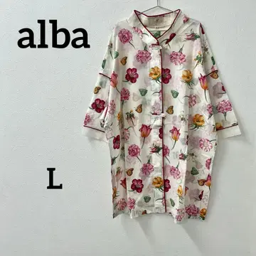 alba 플라워 프린트 겉옷 자켓 롱 기장 46 사이즈