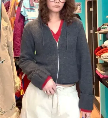 니트 후드티 크롭 니트 후디 지퍼 니트