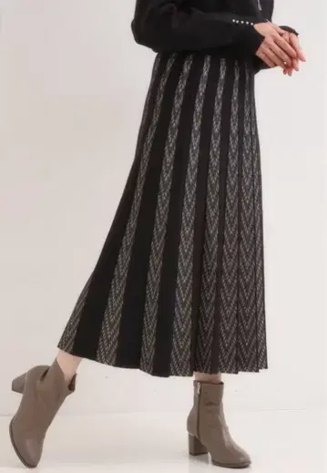 슈라루 드레스킵 워셔블 촉촉 니트 스커트 블랙 M 사이즈