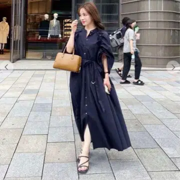 Aimeine 드로스트 프릴 슬리브 셔츠 원피스