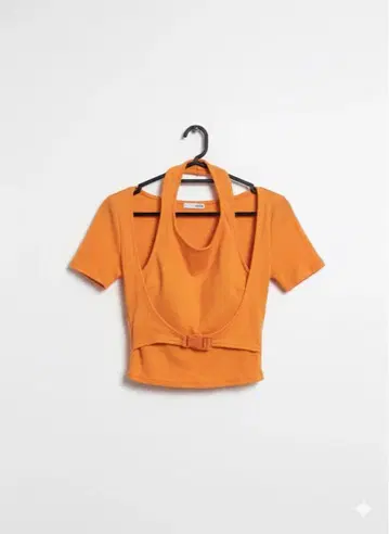 [ GYDA ] 홀터넥풍 오렌지 리브 상의