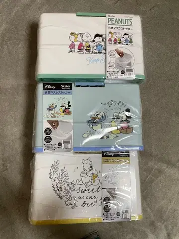 Skater 항균 마스크 케이스 PEANUTS 디즈니 3개 묶음 판매