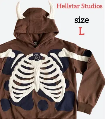 Hellstar Studios 골격 디자인 후드티 브라운 L