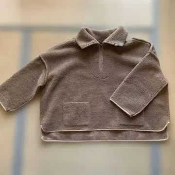 nugu linenne 브라운 플리스 하프 지퍼 자켓