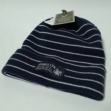 AVIREX 니트 모자 보더 네이비