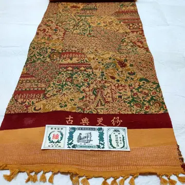 순수 실크 유키쓰무기 고전 사라사 염색 패턴 쓰무기 옷감 (872)