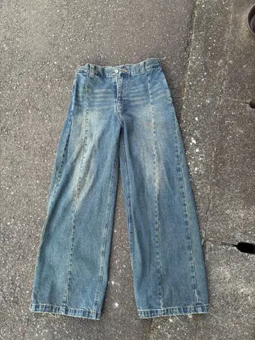 BEAMS 배기 팬츠 블루