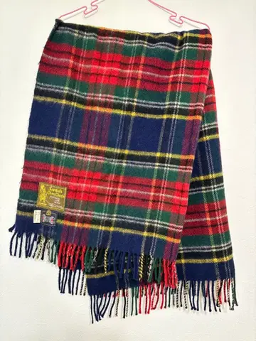 타탄 체크 담요 영국제 빨간색 마츠자카야 모 100%