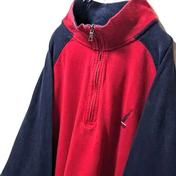 노티카 로고 자수 하프 지퍼 맨투맨 트레이닝복 레드 L 구제 의류