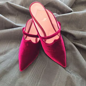 크리스마스 NT 22.5cm 뮬 벨벳 와인 컬러