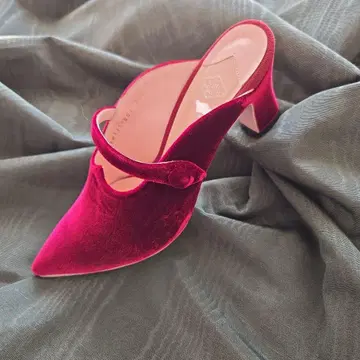 크리스마스 NT 22.5cm 뮬 벨벳 와인 컬러