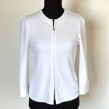 38 FOXEY 폭시 집업 가디건 자켓 화이트