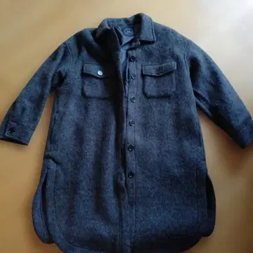 울 혼방 다크 그레이 롱 코트