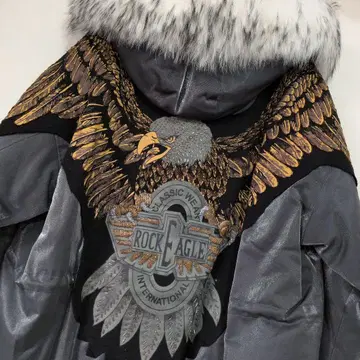 그레이 후드 부착 모즈 코트 M