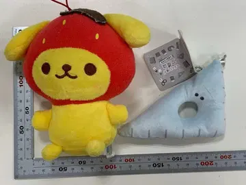 산리오 딸기 봉제 인형 동글동글 눈 문구 봉제 인형 2개 세트