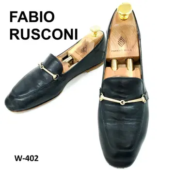 파비오 루스코니 바부쉬 비트 로퍼 밑창 보강 블랙 가죽