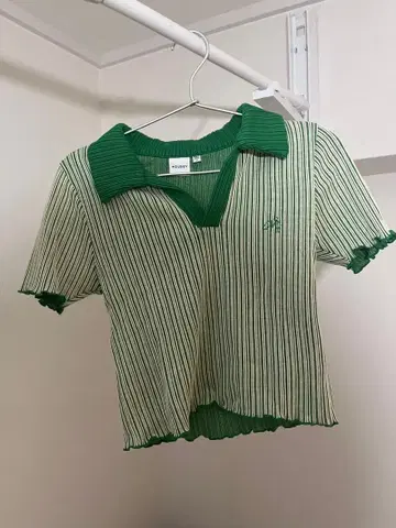 MOUSSY 스트라이프 반팔 폴로 니트