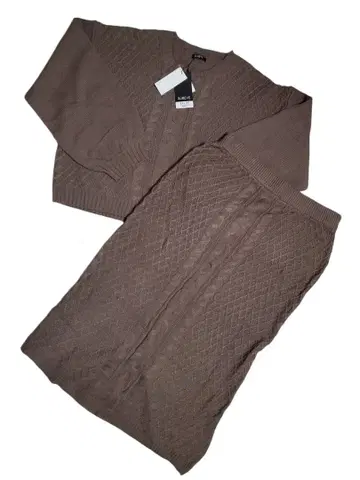 5L 케이블 짜임 니트 셋업 브라운 니트 케이블 니트