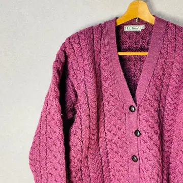 L.L.Bean 케이블 니트 가디건 S 퍼플