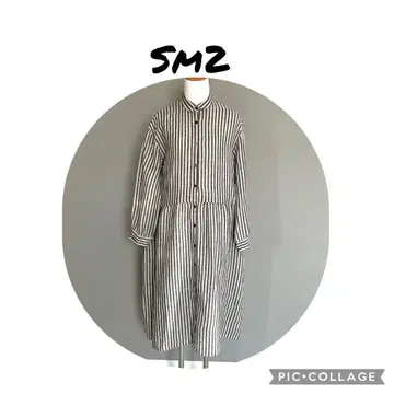 사만사 모스모스 스트라이프 린넨 프론트 오픈 긴팔 셔츠 원피스