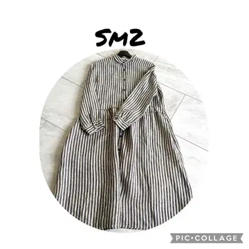 사만사 모스모스 스트라이프 린넨 프론트 오픈 긴팔 셔츠 원피스