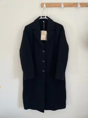 택 포함 새상품! 무인양품 재생 울 혼방 체스터 코트 M 블랙