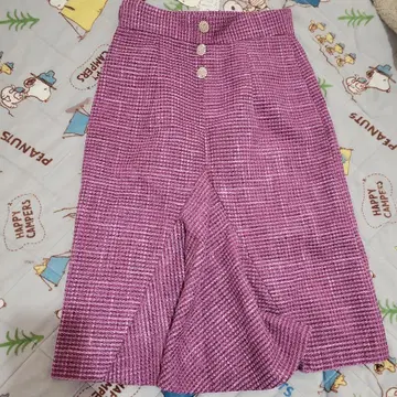 트위드 보라색 핑크 플레어 스커트 사다리꼴 스커트