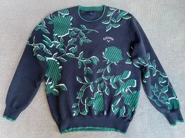 캘러웨이 스웨터 L 네이비 잎사귀 패턴