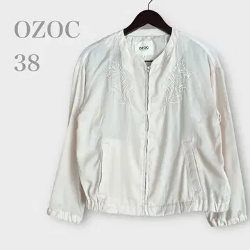 오조크 집업 자수 블루종 얇은 소재 아이보리 M 페미닌