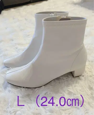 새상품급 일본제 화이트 숏부츠 L (24.0cm)