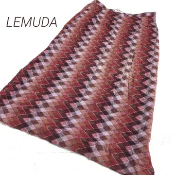 LEMUDA 빈티지 울 100 체크 무늬 롱 스커트