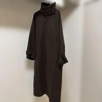 다크 브라운 롱 코트 스탠드 카라
