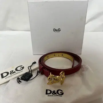 D&G 돌체앤가바나 에나멜 로고 버클 벨트 빨간색 80cm