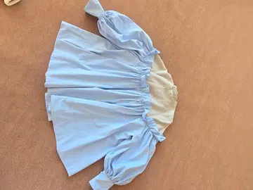 스카이블루 퍼프 슬리브 튜닉