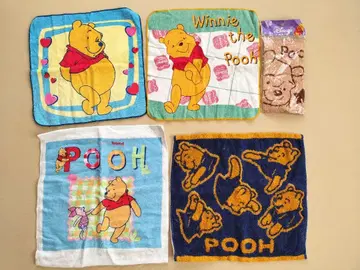 [ 미사용 ] 곰돌이 푸우 핸드 타월 손수건 5장 세트