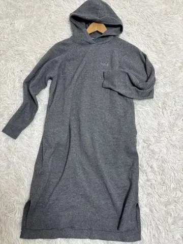 PART2 후드 부착 롱 니트 원피스 L 사이즈 그레이