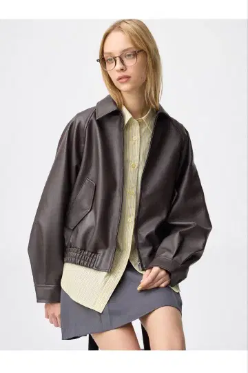 미사용 새상품 S사이즈 GU 인조 가죽 탄력 해링턴 자켓