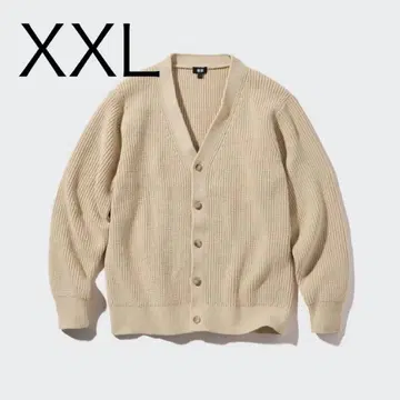UNIQLO 미들 게이지 V넥 가디건 베이지 XXL
