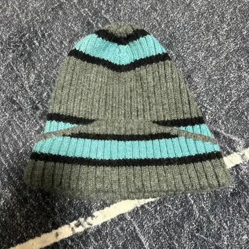 리브 니트 모자 그레이 파랑 스트라이프