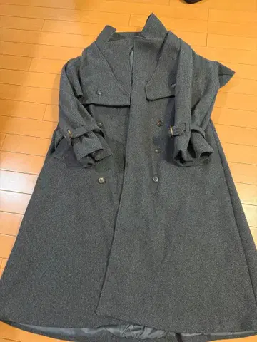 그레이 더블 브레스트 롱 코트